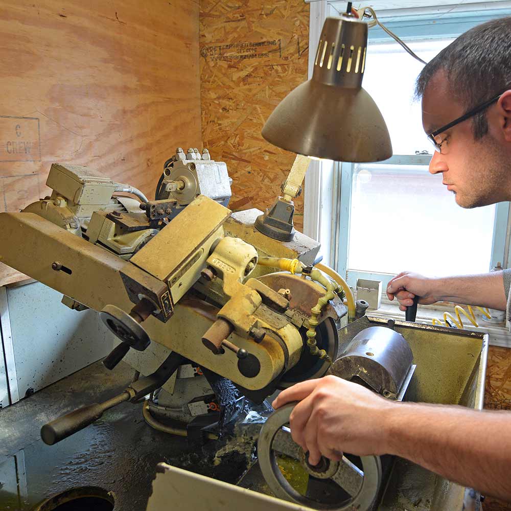 Sharpening knives.