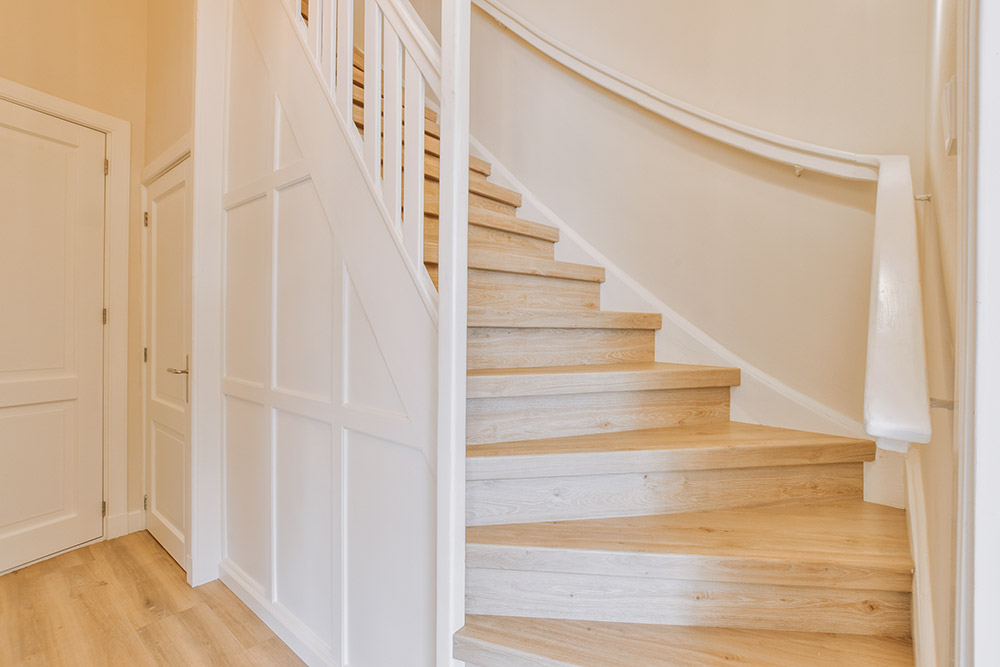 Wooden staircase.